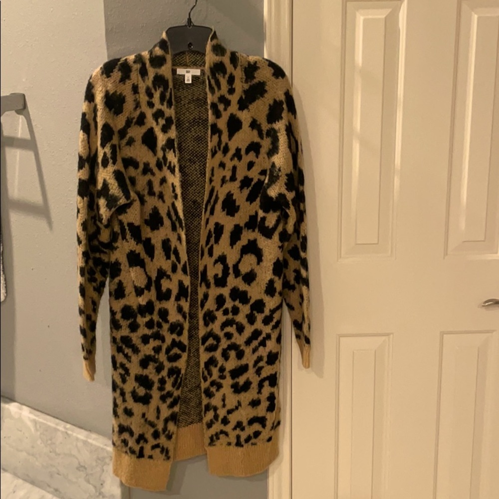 BP Long Leopard Cardigan Sweater